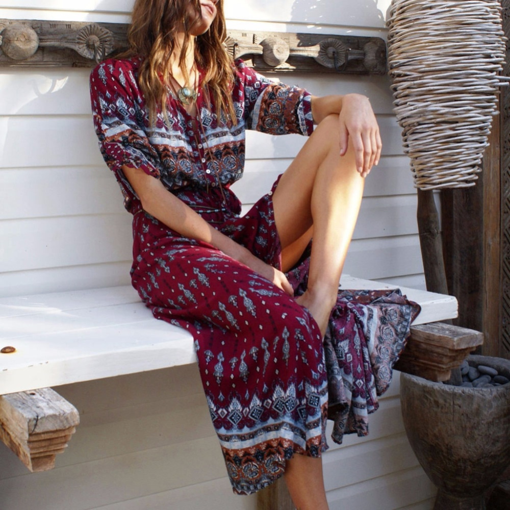 2021 Hot Pick -Boho Long Maxi Floral Dress - Picture 1 of 8